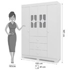 Roupeiro New Cristal 4 Portas 3 Gavetas Branco Brilho