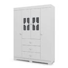 Roupeiro New Cristal 4 Portas 3 Gavetas Branco Brilho