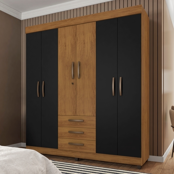 Roupeiro Nice Freijó Preto 6 Portas