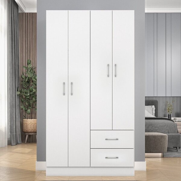 Roupeiro Panamá 4 Portas 2 Gavetas 90x170cm Branco