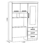 Roupeiro Para Cama Box Solteiro Duster 3 Portas Com Baú - Ced