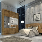 Roupeiro Prada Plus 3 Portas Slide - 100% MDF - Com Espelho -