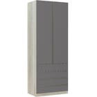 Roupeiro 90cm Legno Crema  2 Portas 4 Gavetas Cinza Puro 236x90,4x54,5cm Prime Luciane