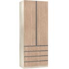 Roupeiro 90cm Legno Crema  2 Portas 4 Gavetas Cumaru 236x90,4x54,5cm Prime Luciane