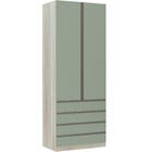 Roupeiro 90cm Legno Crema  2 Portas 4 Gavetas Verde Jade 236x90,4x54,5cm Prime Luciane