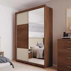 Roupeiro Quarto Solteiro Com Espelho 2 Portas 3 Gavetas 6 Pra