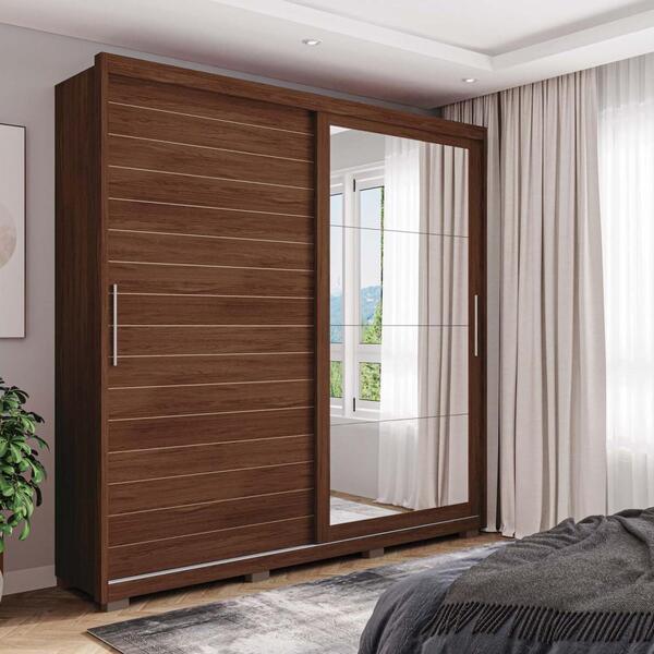 Roupeiro Quarto Solteiro Com Espelho 2 Portas 9 Prateleiras 4