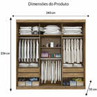 Roupeiro Ravena Plus 3 Portas Slide - 100% MDF - Com Espelho