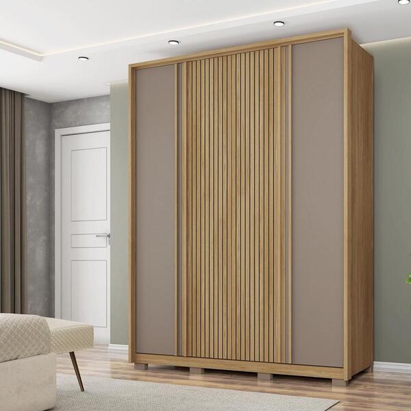 Roupeiro Ripado 4 Portas Santarém Buriti Fendi