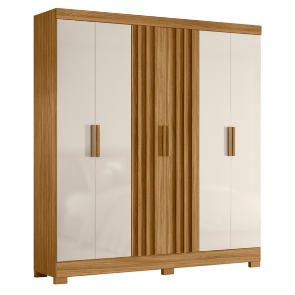 Roupeiro Ripado 6 Portas Cairo Freijó Off White