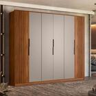 Roupeiro Ripado 6 Portas Casal Milão Nogueira Nude Prime