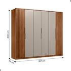 Roupeiro Ripado 6 Portas Casal Milão Nogueira Nude Prime