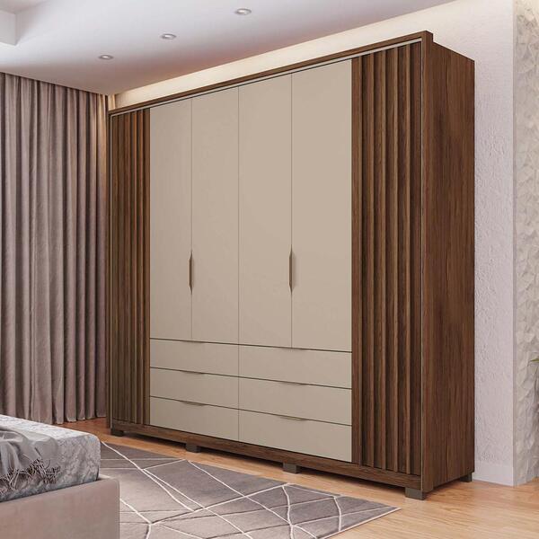 Roupeiro Ripado 6 Portas Faro Havana Off White