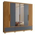 Roupeiro Ripado Com Espelho Moscou Freijó Cinza