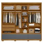 Roupeiro Ripado Com Espelho Moscou Freijó Cinza