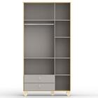 Roupeiro Rope 03 Ptas Matic Moveis Natural Cinza 70656 Quarto