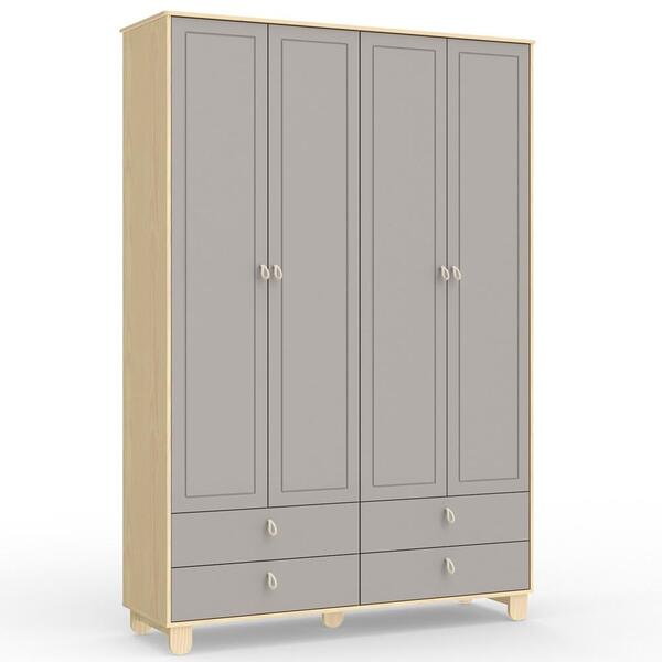 Roupeiro Rope 04 Ptas Matic Moveis Natural Cinza 70660 Quarto