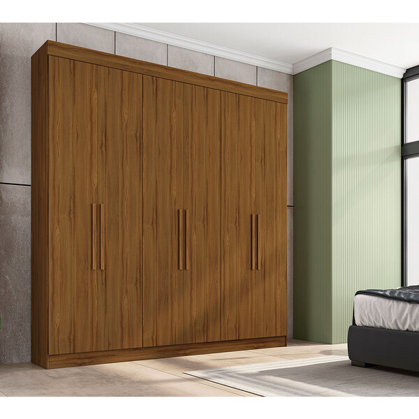 Roupeiro Sky 6 Portas 3 Gavetas Puxadores Em Alumínio  Conqui