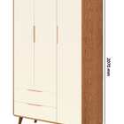 Roupeiro Sol Retro 3 Portas E 2 Gavetas 100%mdf- Freijó Areia