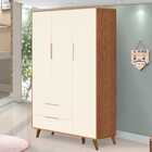 Roupeiro Sol Retro 3 Portas E 2 Gavetas 100%mdf- Freijó Areia