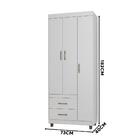 Roupeiro Solteiro 3 Portas 2 Gavetas Branco 2232-50 Araplac