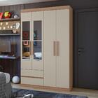 Roupeiro Solteiro 4 Portas Espelho Zeus Carvalho/off White