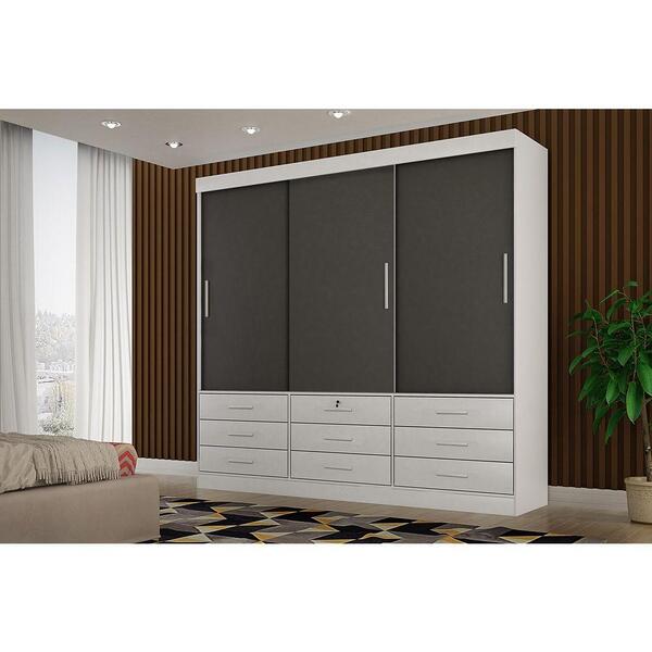 Roupeiro Star 3 Portas Sallêto Móveis - Branco/grafite