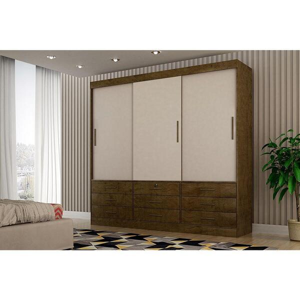 Roupeiro Star 3 Portas Sallêto Móveis - Ipe/off