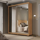 Roupeiro Thor 2 Portas De Correr Espelhado Mel Com Pés Dj Móv