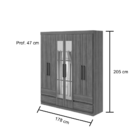 Roupeiro Zeus 6 Portas Com Espelhos Móveis Lopas Carvalho Nat