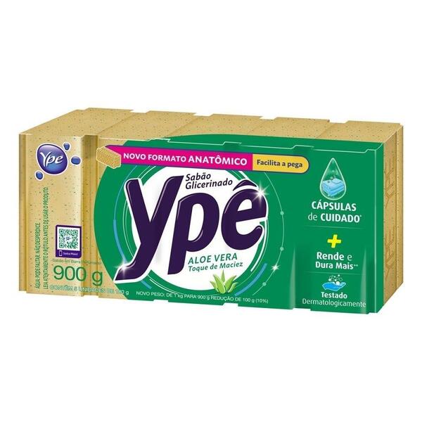 Sabão Em Barra Ypê Aloe Vera Toque De Maciez 180g - 10 Embala