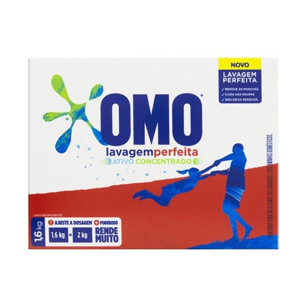 Sabão Em Pó Omo Lavagem Perfeita 1,6kg - Embalagem Com 9 Unid