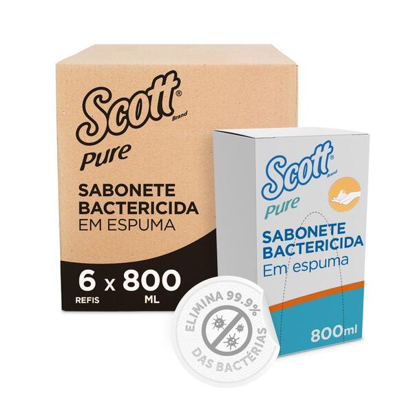 Sabonete Bactericida Scott Pure Espuma 800ml Hipoalergênico P