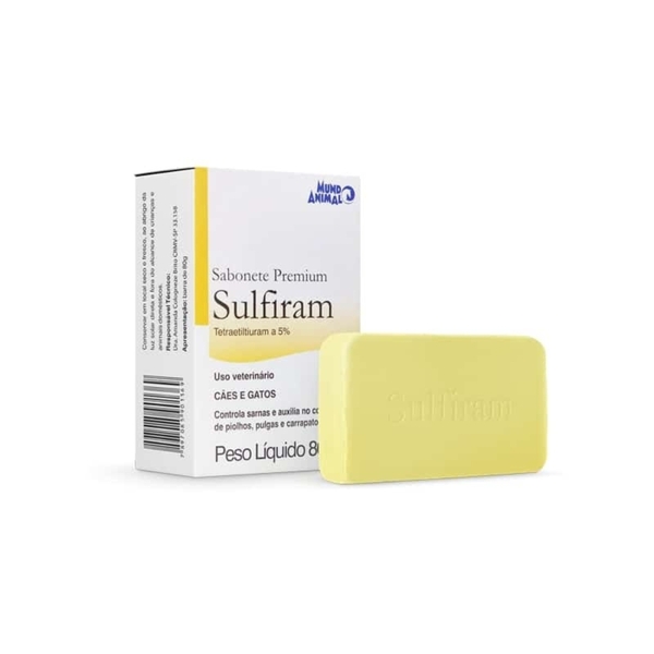 Sabonete Premium Cães E Gatos Sulfiram 80g Controle De Sarnas