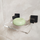 Saboneteira Aço Inox Acrílico Quadrada Suporte Porta Sabonete