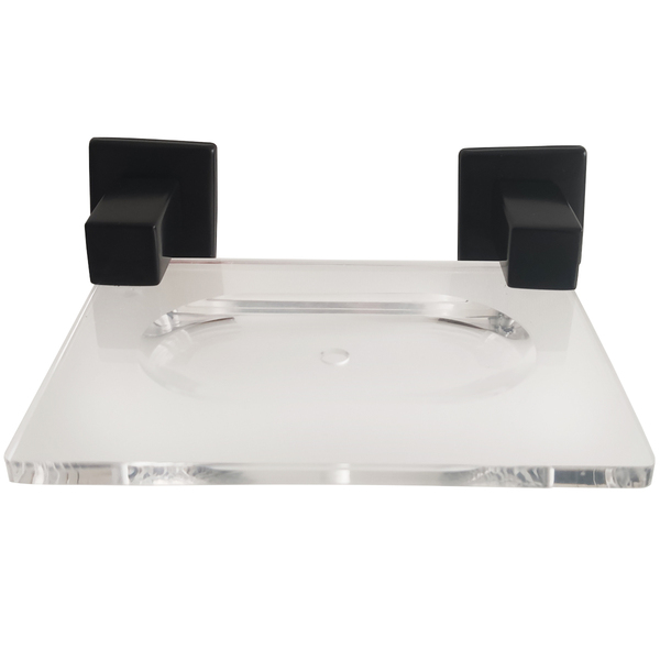 Saboneteira Aço Inox Acrílico Quadrada Suporte Porta Sabonete