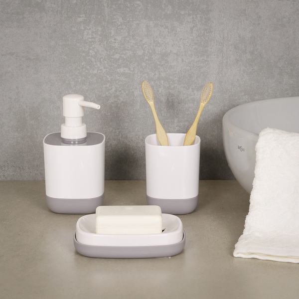 Saboneteira de Bancada para Banheiro Plástico Cinza Easy Sensea