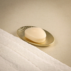 Saboneteira de Bancada para Banheiro Cerâmica Dourada Queen Sensea