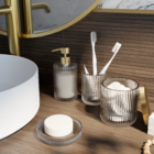 Saboneteira de Bancada para Banheiro Vidro Transparente Gatsby Sensea