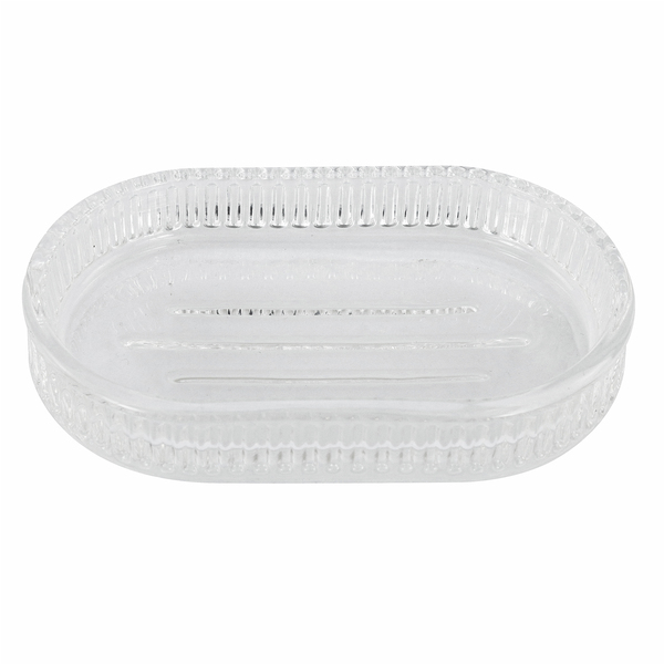 Saboneteira de Bancada para Banheiro Vidro Transparente Santorini Oikos