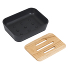 Saboneteira de Banheiro Retangular Plástico e Madeira Scandi Sensea