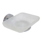 Saboneteira de Parede em Inox Cromado Base de Vidro Quadrada