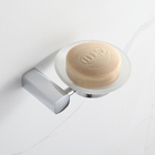 Saboneteira De Parede Em Vidro Suporte Cromado