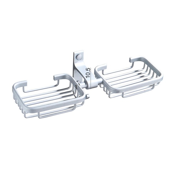 Saboneteira Dupla Aluminio Escovado Suporte Banheiro Luxo