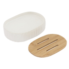 Saboneteira para Bancada Oval Cerâmica Branca Banheiro Oikos