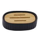 Saboneteira para Bancada Oval Cerâmica Preta Banheiro Oikos