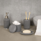 Saboneteira para Bancada Oval Plástico Cinza Banheiro Oikos