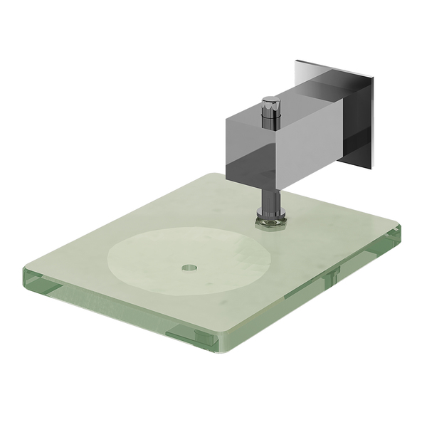 Saboneteira Parede Metal e Vidro Prata Bella Fani