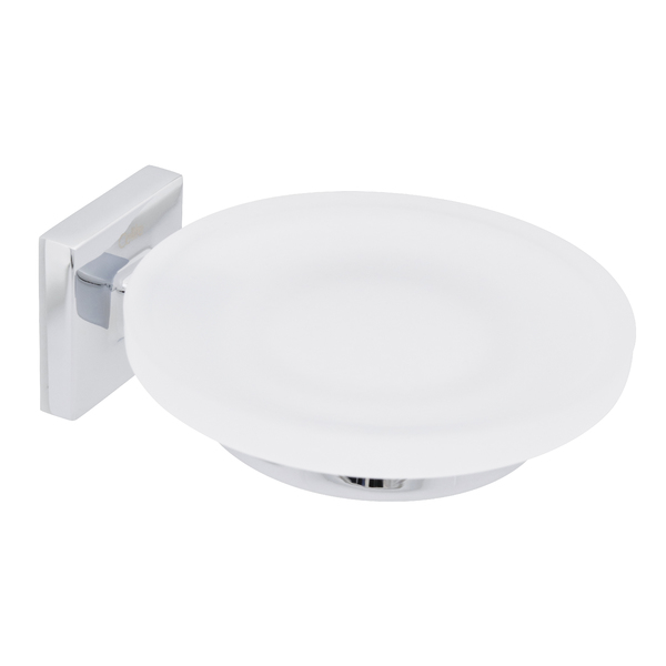 Saboneteira Parede Metal e Vidro Redonda Cube Celite