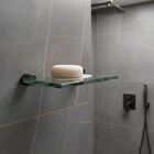 Saboneteira Suporte Vidro Para Banheiro Fenda Preto Fosco Ori